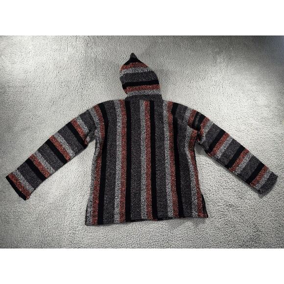 Vintage Baja Hoodie Men Large Poncho Pullover Mexican Surfer Hippie Toggle Neck - Picture 3 of 9